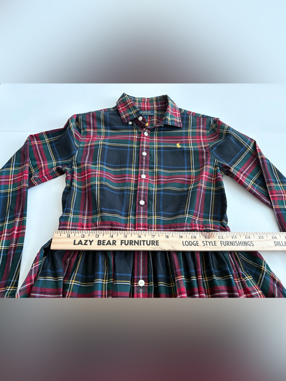 Polo Ralph Lauren Girls 16 Tartan Plaid Belted Shirt Dress - Picture 5 of 11